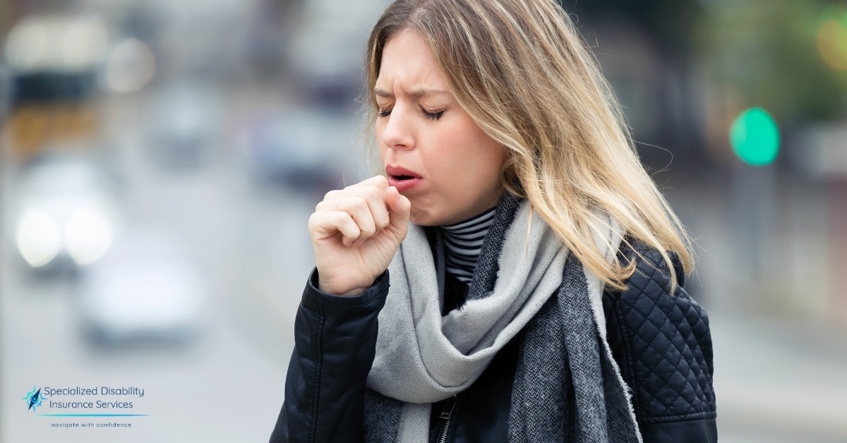Disability Insurance and COVID-19- Best Disability Insurance Coverage- Specialized Disability Insurance Services Lady Coughing